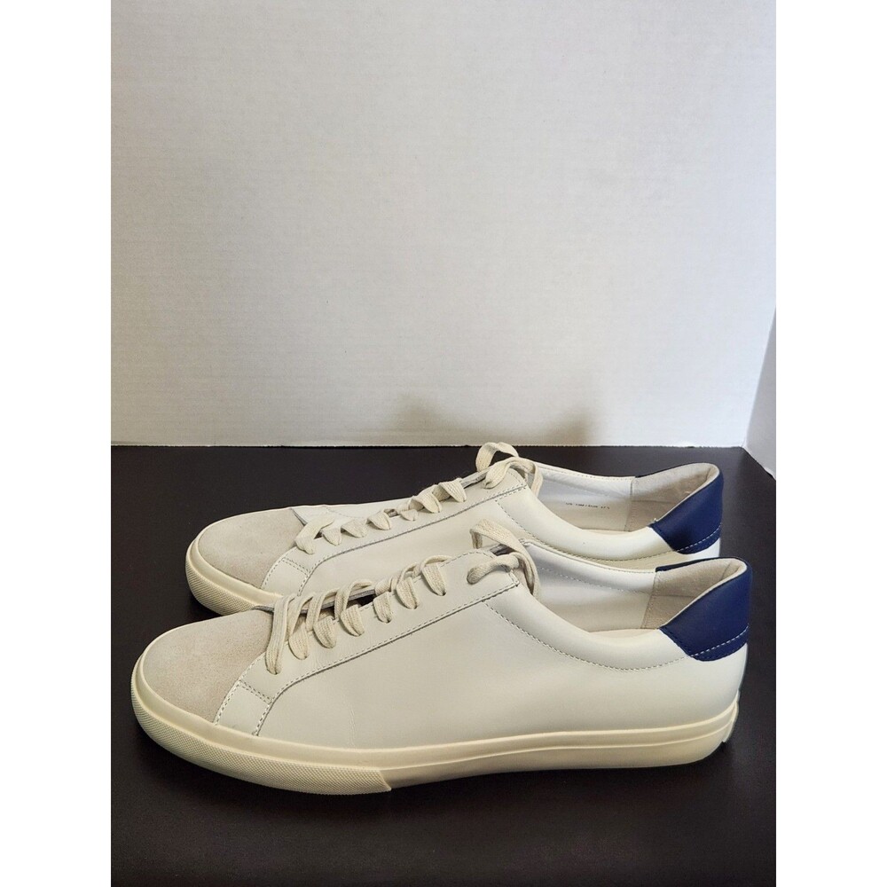 Sz13 - Vince Mens Fulton Sneakers Shoes White and Blue Leather Lace Up